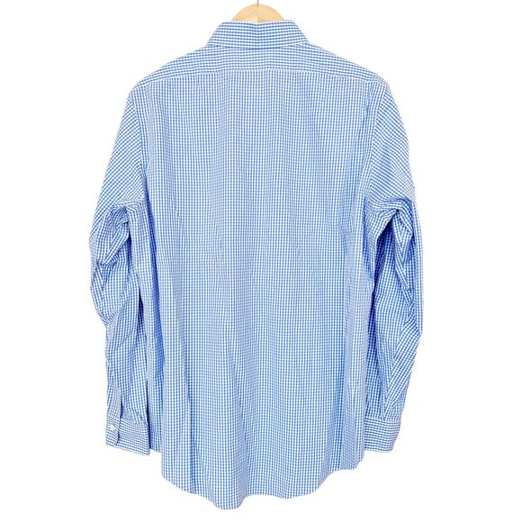 Brooks Brothers Milano Blue Plaid Long Sleeve Button Down Sz 16.5 - Picture 4 of 5